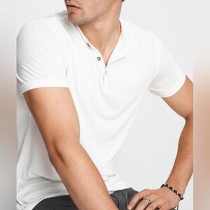 BUFFALO David bitton White Henley Shirt Small